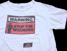 画像1: 90s HOME IMPROVEMENT WARNING STOP THE WHINING コットンTシャツ 白 L (1)