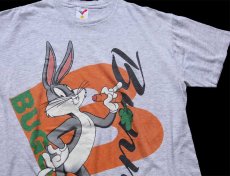 画像1: 90s USA製 Warner Bros LOONEY TUNES BUGS Bunny バッグスバニー コットンTシャツ 杢ライトグレー L (1)