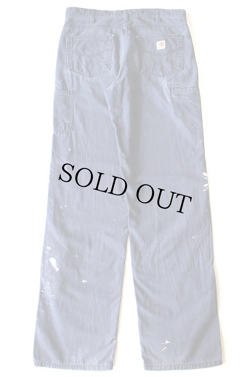 画像3: メキシコ製 carharttカーハート FR CAT2 ペンキ飛び ダック地 ワークパンツ 紺 フェード W34 L36 (3)