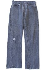 画像2: 80s USA製 Levi'sリーバイス 501 ダメージ 先染め ブラック デニムパンツ フェード W32 L32 (2)