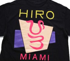 画像4: 90s USA製 Hanes HIRO ひろ MIAMI JAPANESE RESTAURANT 蛍光プリント コットンTシャツ 黒 M (4)