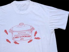 画像1: 90s Whitehouse Chamber of Commerce CHILI COOKOFF 1991 トウガラシ コットンTシャツ 白 (1)