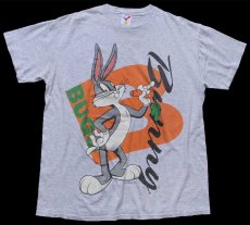 画像2: 90s USA製 Warner Bros LOONEY TUNES BUGS Bunny バッグスバニー コットンTシャツ 杢ライトグレー L (2)