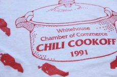 画像4: 90s Whitehouse Chamber of Commerce CHILI COOKOFF 1991 トウガラシ コットンTシャツ 白 (4)