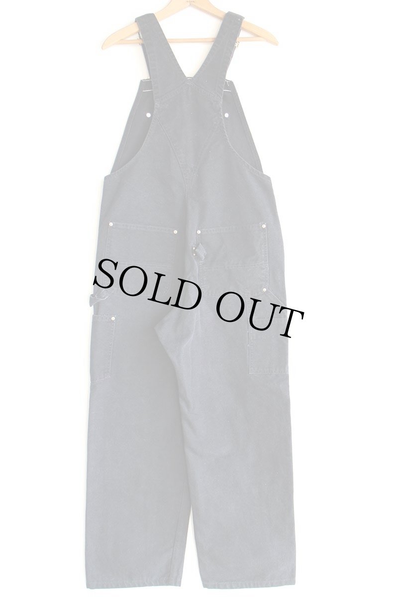 画像3: 00s carharttカーハート ダブルニー ダック地 オーバーオール 黒 W34 L30 (3)