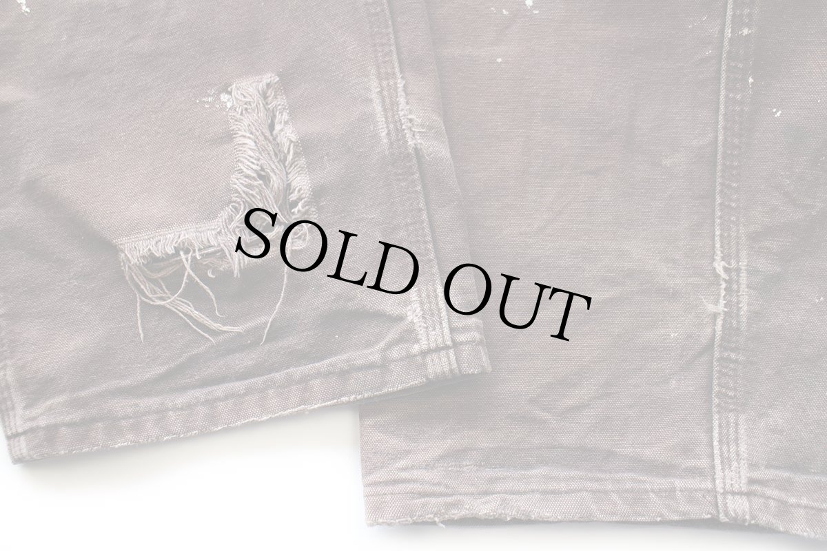 画像8: メキシコ製 carharttカーハート ペンキ飛び&ダメージ ダブルニー ダック地 ペインターパンツ ボロ 焦げ茶 フェード W34 L32 (8)