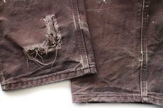 画像8: メキシコ製 carharttカーハート ペンキ飛び&ダメージ ダブルニー ダック地 ペインターパンツ ボロ 焦げ茶 フェード W34 L32 (8)