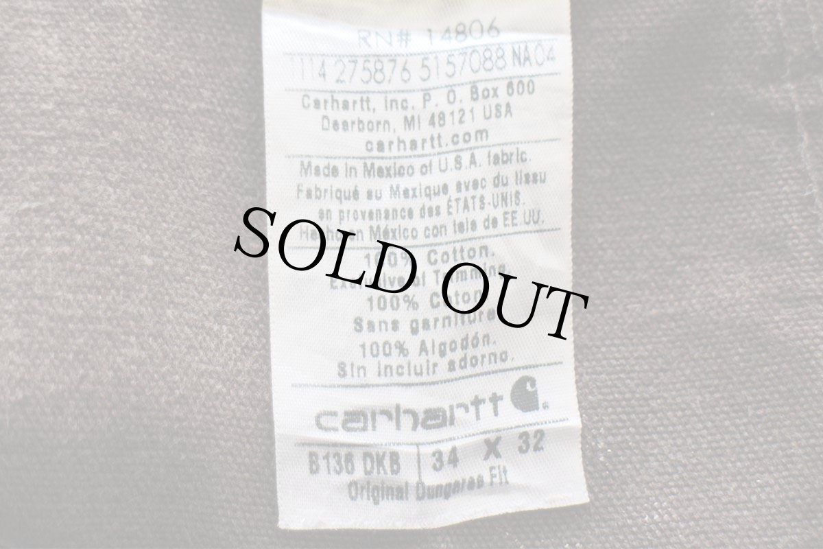 画像6: メキシコ製 carharttカーハート ペンキ飛び&ダメージ ダブルニー ダック地 ペインターパンツ ボロ 焦げ茶 フェード W34 L32 (6)