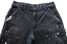 画像4: carharttカーハート ペンキ飛び&ダメージ ダブルニー ダック地 ペインターパンツ ボロ 黒 W29 L30 (4)