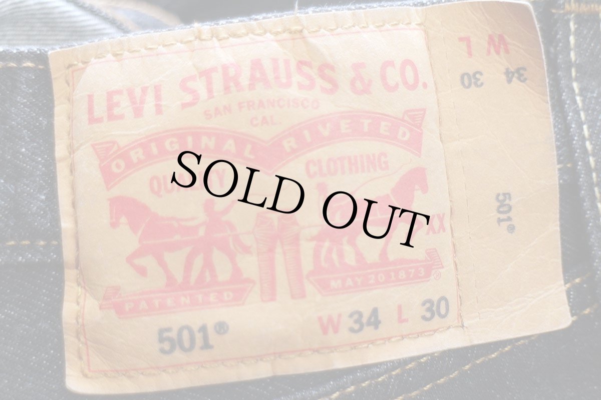 画像6: メキシコ製 Levi'sリーバイス 501 先染め ブラック デニムパンツ W34 (6)