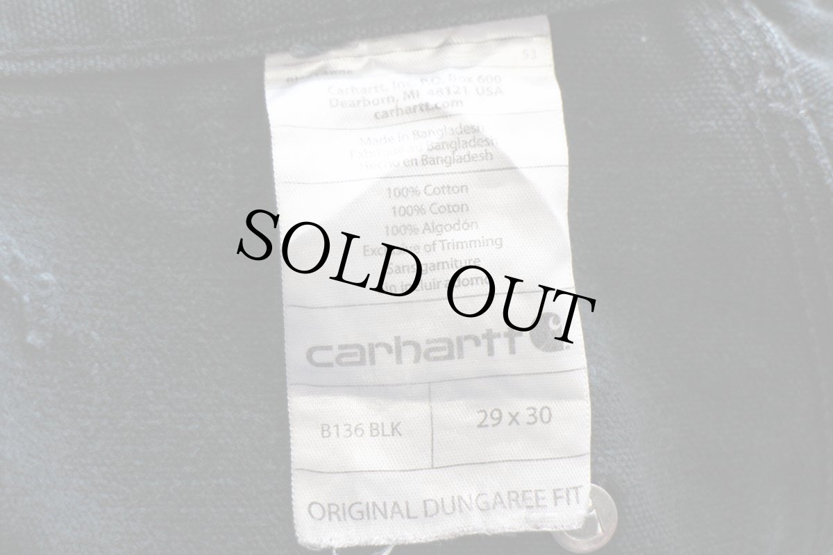 画像6: carharttカーハート ペンキ飛び&ダメージ ダブルニー ダック地 ペインターパンツ ボロ 黒 W29 L30 (6)