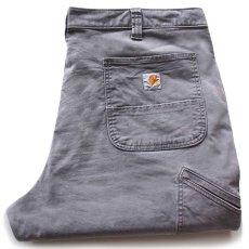 画像1: carharttカーハート ブリーチ ストレッチ ライトダック地 ワークパンツ グレー W40 L34 (1)