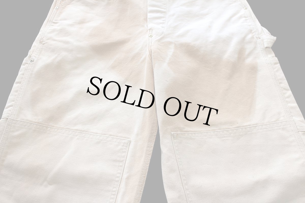 画像7: 90s carharttカーハート ダブルニー ダック地 オーバーオール 茶 フェード W34 (7)