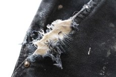 画像7: carharttカーハート ペンキ飛び&ダメージ ダブルニー ダック地 ペインターパンツ ボロ 黒 W29 L30 (7)