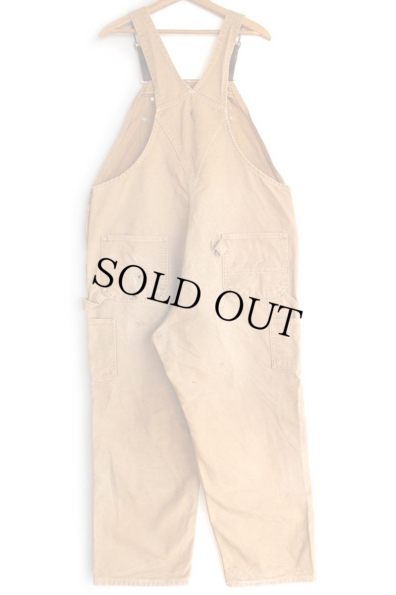 画像3: USA製 carharttカーハート ダブルニー ダック地 オーバーオール 茶 W44 L30 (3)