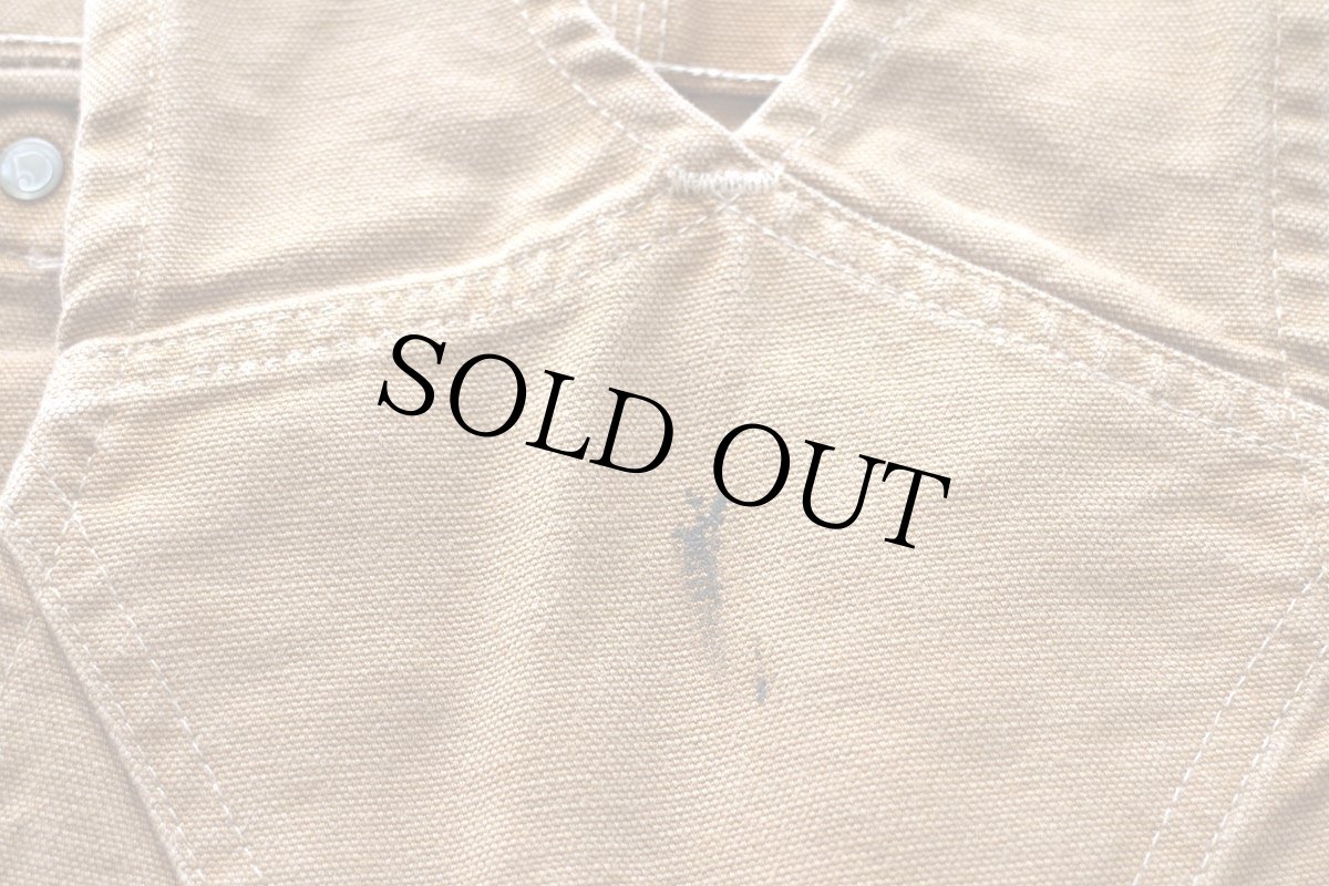 画像8: USA製 carharttカーハート ダブルニー ダック地 オーバーオール 茶 W44 L30 (8)