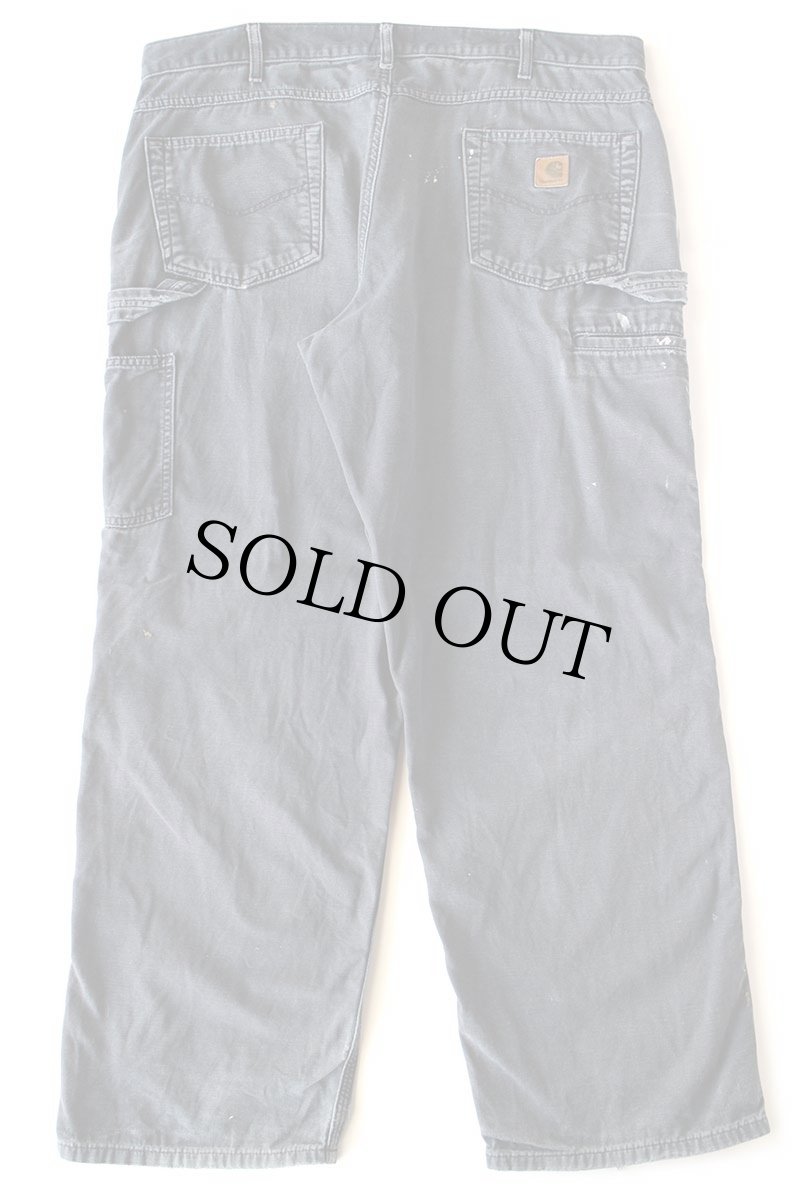 画像3: メキシコ製 carharttカーハート ペンキ飛び&ダメージ ライトダック地 ペインターパンツ ボロ 黒 フェード W38 L30 (3)