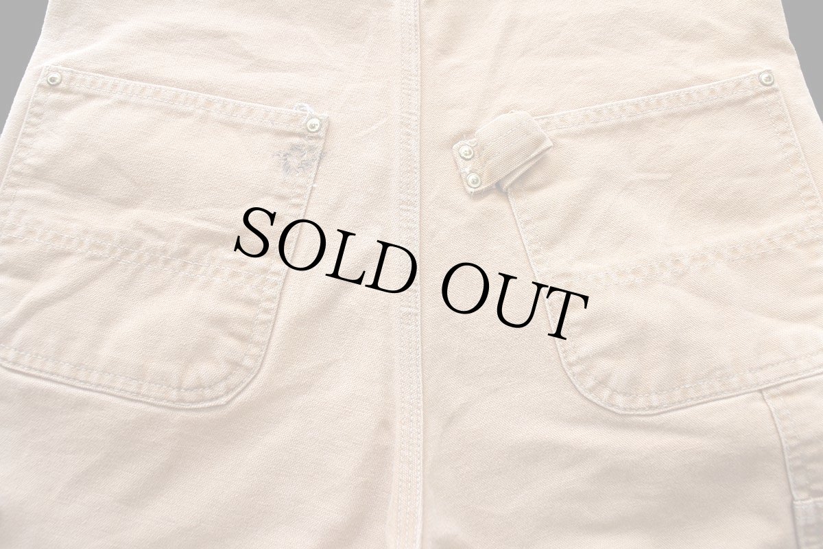 画像6: 90s carharttカーハート ダブルニー ダック地 オーバーオール 茶 フェード W34 (6)