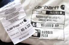 画像6: carharttカーハート ブリーチ飛び ストレッチ ライトダック地 ワークパンツ 紺 W46 L32★特大 (6)