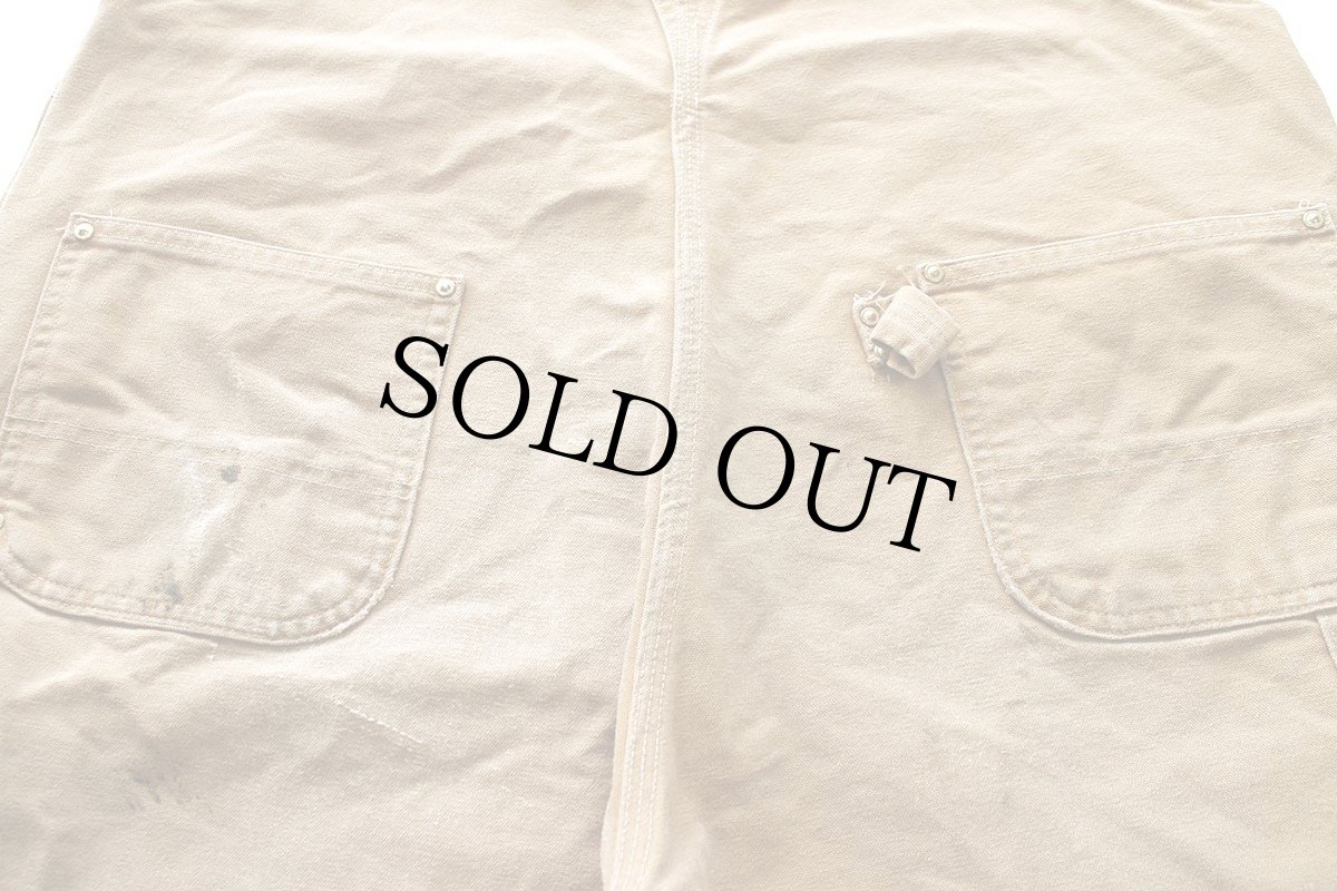 画像6: USA製 carharttカーハート ダブルニー ダック地 オーバーオール 茶 W44 L30 (6)