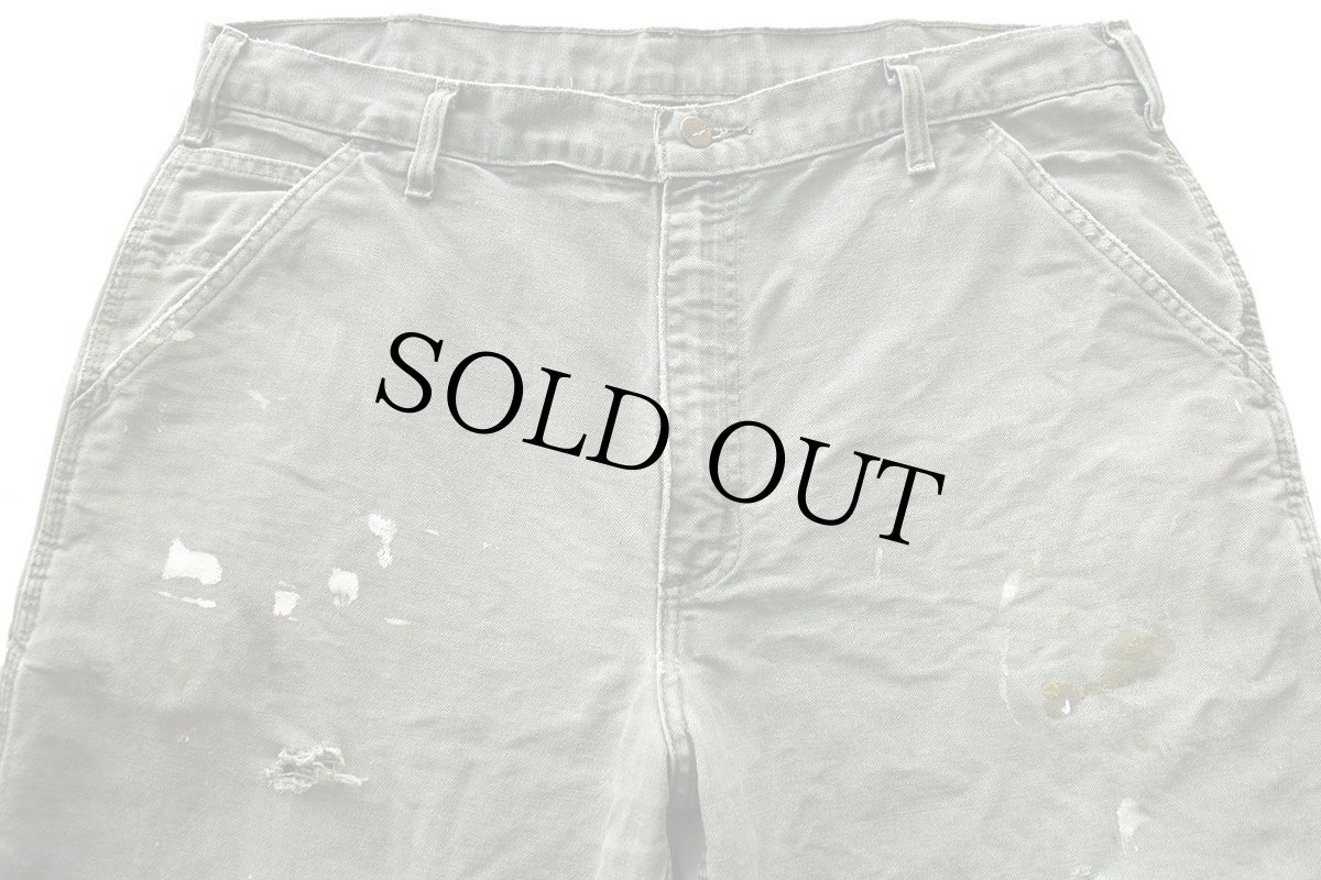 画像4: 00s メキシコ製 carharttカーハート ペンキ飛び&ダメージ ダック地 ペインターパンツ ボロ モスグリーン フェード W36 L32 (4)