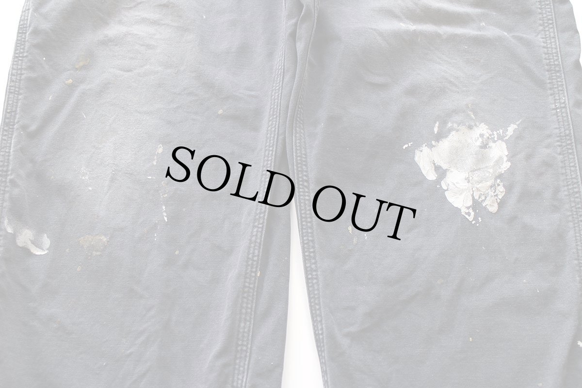 画像7: メキシコ製 carharttカーハート ペンキ飛び&ダメージ ライトダック地 ペインターパンツ ボロ 黒 フェード W38 L30 (7)