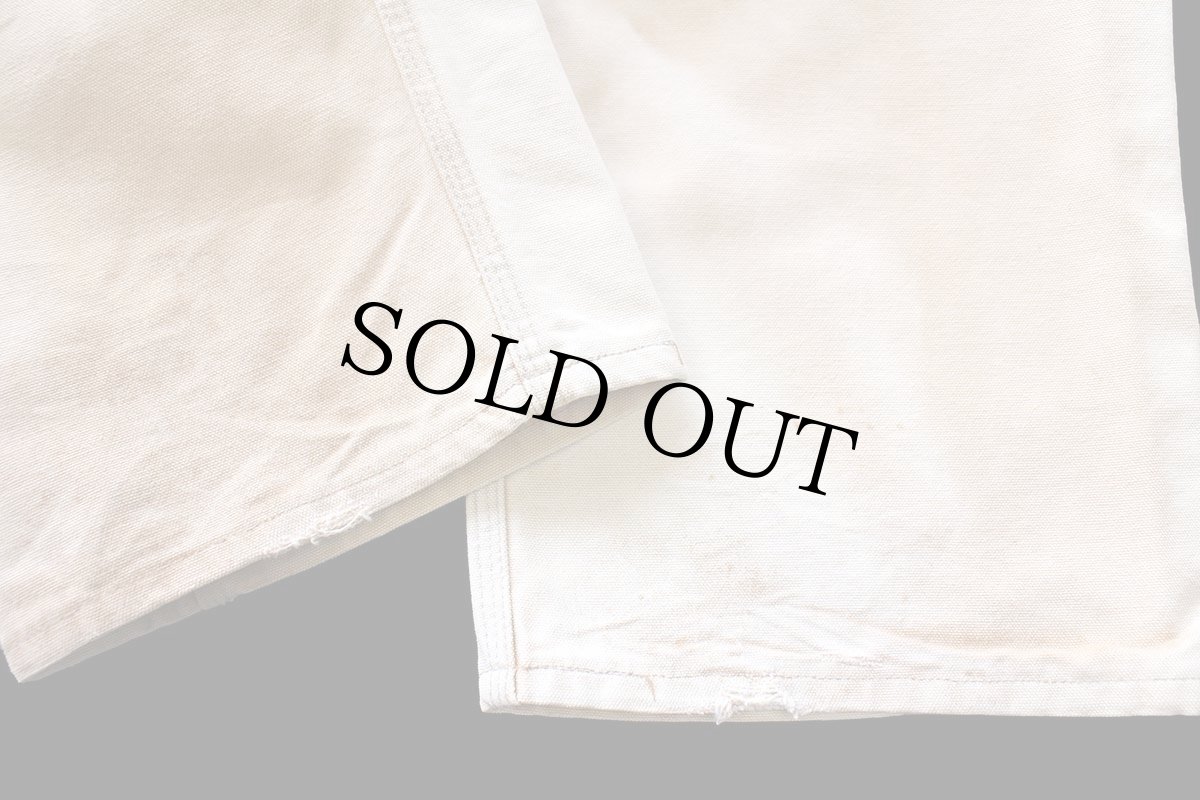 画像8: 90s carharttカーハート ダブルニー ダック地 オーバーオール 茶 フェード W34 (8)