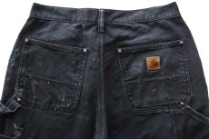 画像5: carharttカーハート ペンキ飛び&ダメージ ダブルニー ダック地 ペインターパンツ ボロ 黒 W29 L30 (5)