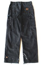 画像3: carharttカーハート ペンキ飛び&ダメージ ダブルニー ダック地 ペインターパンツ ボロ 黒 W29 L30 (3)