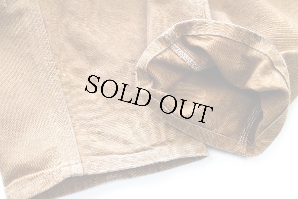 画像9: USA製 carharttカーハート ダブルニー ダック地 オーバーオール 茶 W44 L30 (9)