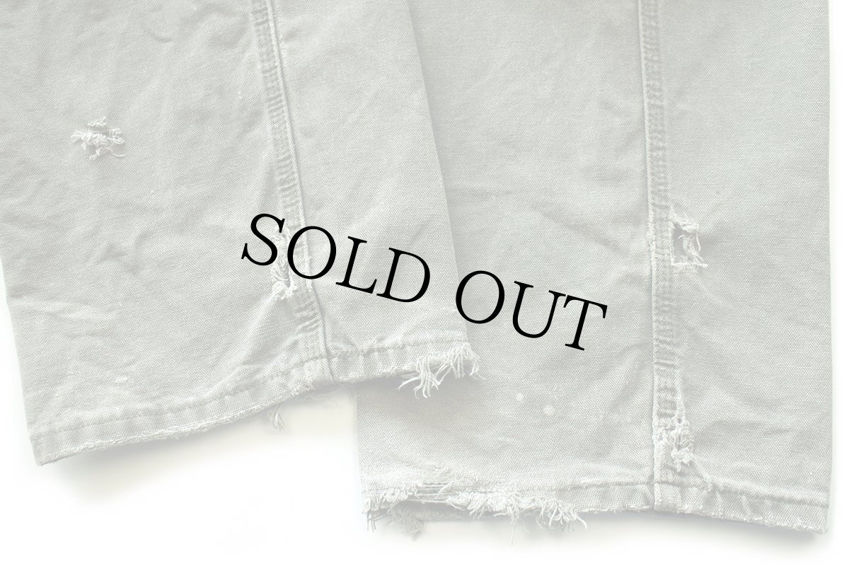 画像9: 00s メキシコ製 carharttカーハート ペンキ飛び&ダメージ ダック地 ペインターパンツ ボロ モスグリーン フェード W36 L32 (9)