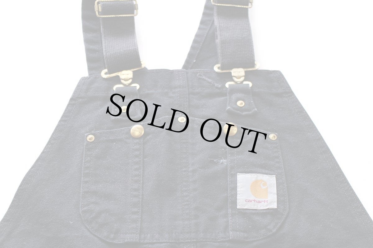 画像4: 00s carharttカーハート ダブルニー ダック地 オーバーオール 黒 W34 L30 (4)