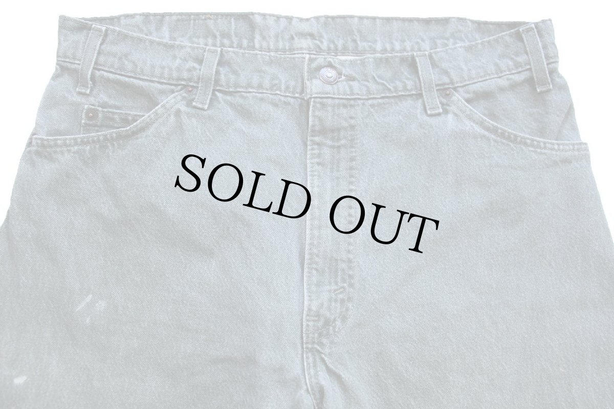 画像4: 90s USA製 Levi'sリーバイス 550 ペンキ飛び 先染め カラーデニムパンツ 緑 W36 L30★18 (4)