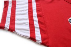 画像7: 80s USA製 Championチャンピオン NEBRASKA ATHLETIC DEPT. 三段中抜き ひび割れプリント フットボールTシャツ 赤 XL (7)