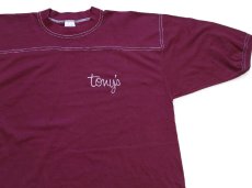 画像1: 80s USA製 tony's THE COOKBOOK アスレチックTシャツ ワインレッド XL (1)