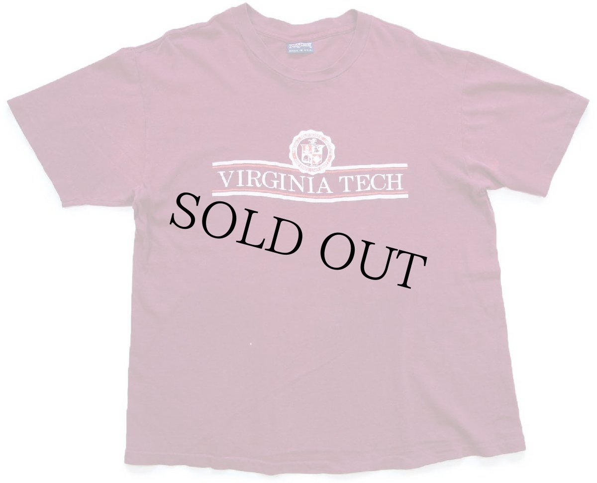 画像2: 90s USA製 JANSPORTジャンスポーツ VIRGINIA TECH ひび割れプリント コットンTシャツ バーガンディ XL (2)