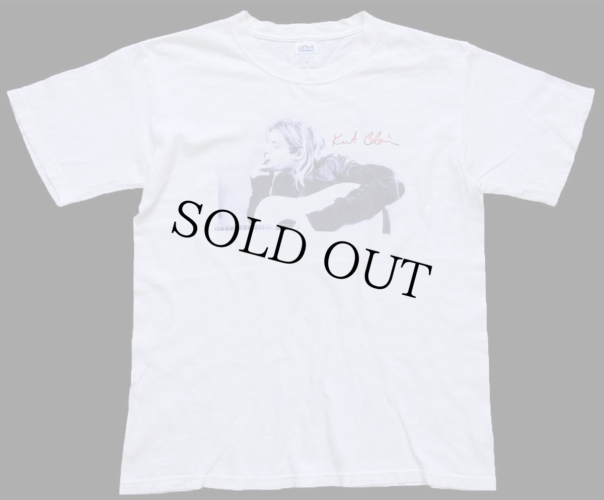 画像2: 00s Kurt Cobain カートコバーン ギター フェンダー 両面フォトプリント コットンTシャツ 白 M★ニルヴァーナ (2)