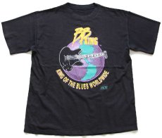 画像2: 90s BB KING KING OF THE BLUES WORLDWIDE ギター 地球 コットンTシャツ 黒 (2)