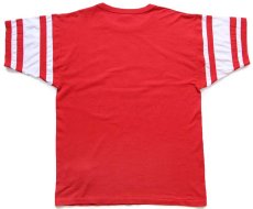 画像3: 80s USA製 Championチャンピオン NEBRASKA ATHLETIC DEPT. 三段中抜き ひび割れプリント フットボールTシャツ 赤 XL (3)