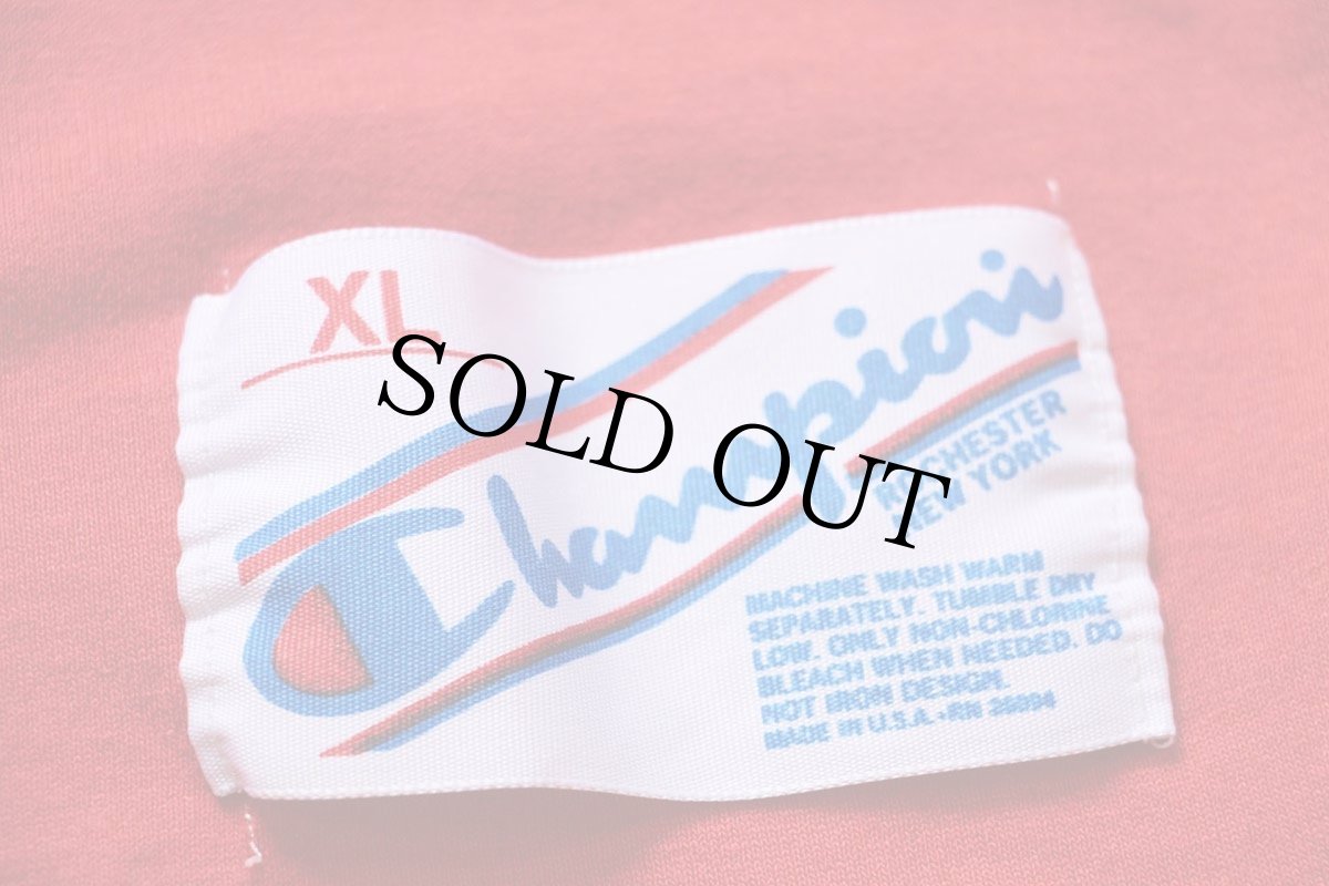 画像5: 80s USA製 Championチャンピオン NEBRASKA ATHLETIC DEPT. 三段中抜き ひび割れプリント フットボールTシャツ 赤 XL (5)