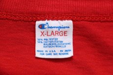 画像4: 80s USA製 Championチャンピオン NEBRASKA ATHLETIC DEPT. 三段中抜き ひび割れプリント フットボールTシャツ 赤 XL (4)