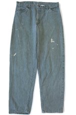 画像2: 90s USA製 Levi'sリーバイス 550 ペンキ飛び 先染め カラーデニムパンツ 緑 W36 L30★18 (2)