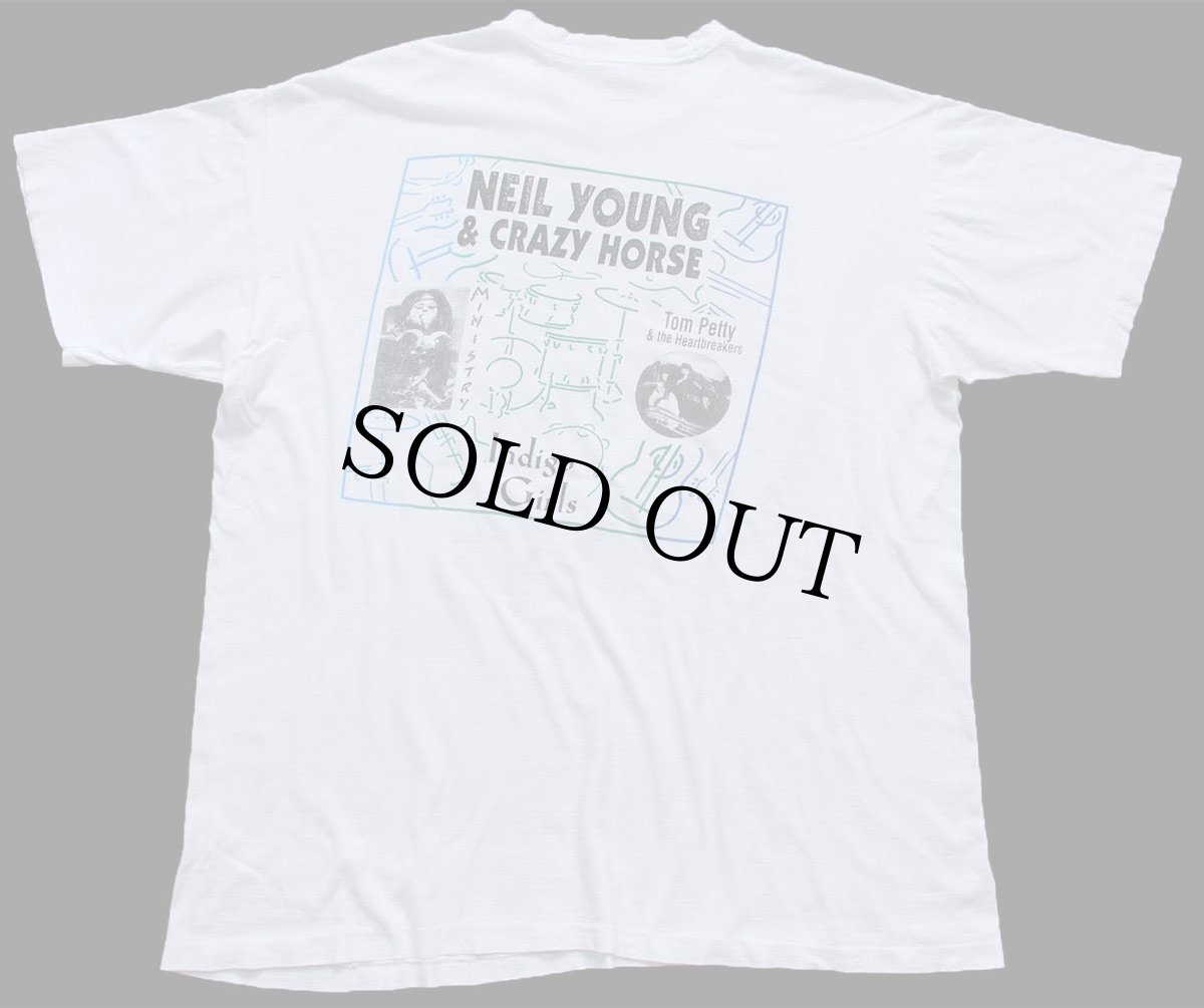 画像3: 90s PEARL JAM パールジャム NEIL YOUNG & CRAZY HORSE Tom Petty 両面プリント コットン バンドTシャツ 白 (3)