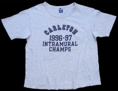 画像2: 90s USA製 Championチャンピオン CARLETON 四段 ひび割れプリント Tシャツ 杢ライトグレー XL (2)