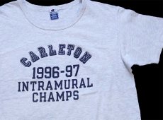 画像1: 90s USA製 Championチャンピオン CARLETON 四段 ひび割れプリント Tシャツ 杢ライトグレー XL (1)