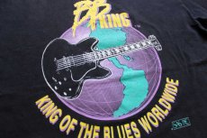 画像4: 90s BB KING KING OF THE BLUES WORLDWIDE ギター 地球 コットンTシャツ 黒 (4)