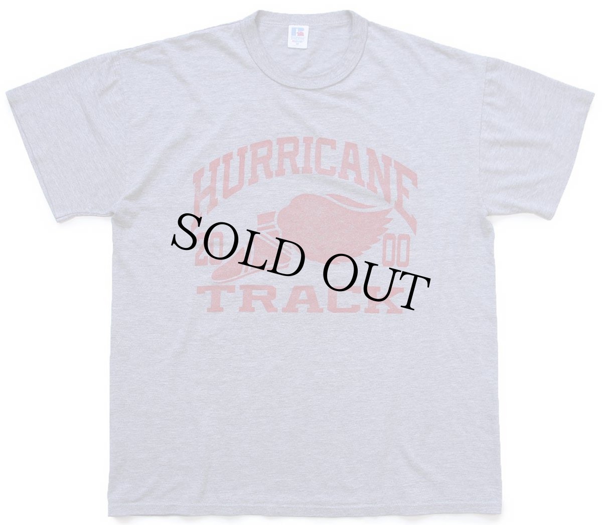 画像2: 00s USA製 RUSSELLラッセル HURRICANE TRACK 2000 ウイングフット Tシャツ 杢グレー M (2)