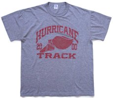 画像2: 00s USA製 RUSSELLラッセル HURRICANE TRACK 2000 ウイングフット Tシャツ 杢グレー M (2)