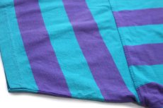 画像6: 80s ポルトガル製 OP ocean pacific オーシャンパシフィック ULUWATU 太ボーダー ショート丈 Tシャツ 紫×青緑 (6)