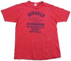画像2: 90s USA製 RUSSELLラッセル HOBOKEN EXTERMINATING コットンTシャツ 赤 フェード XL (2)
